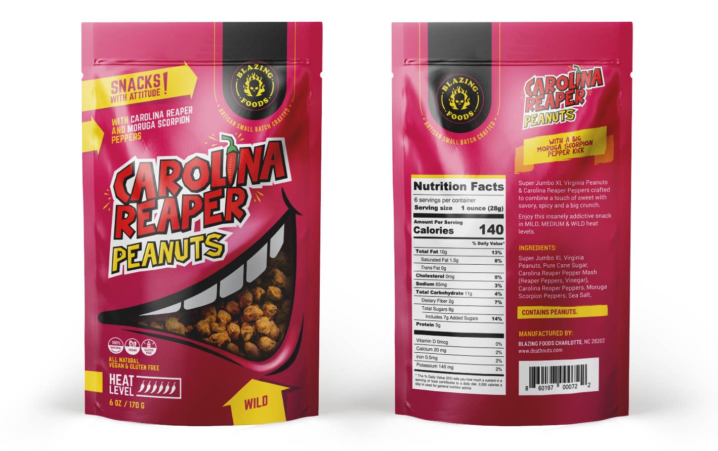 Carolina Reaper Peanuts 6oz - Wild