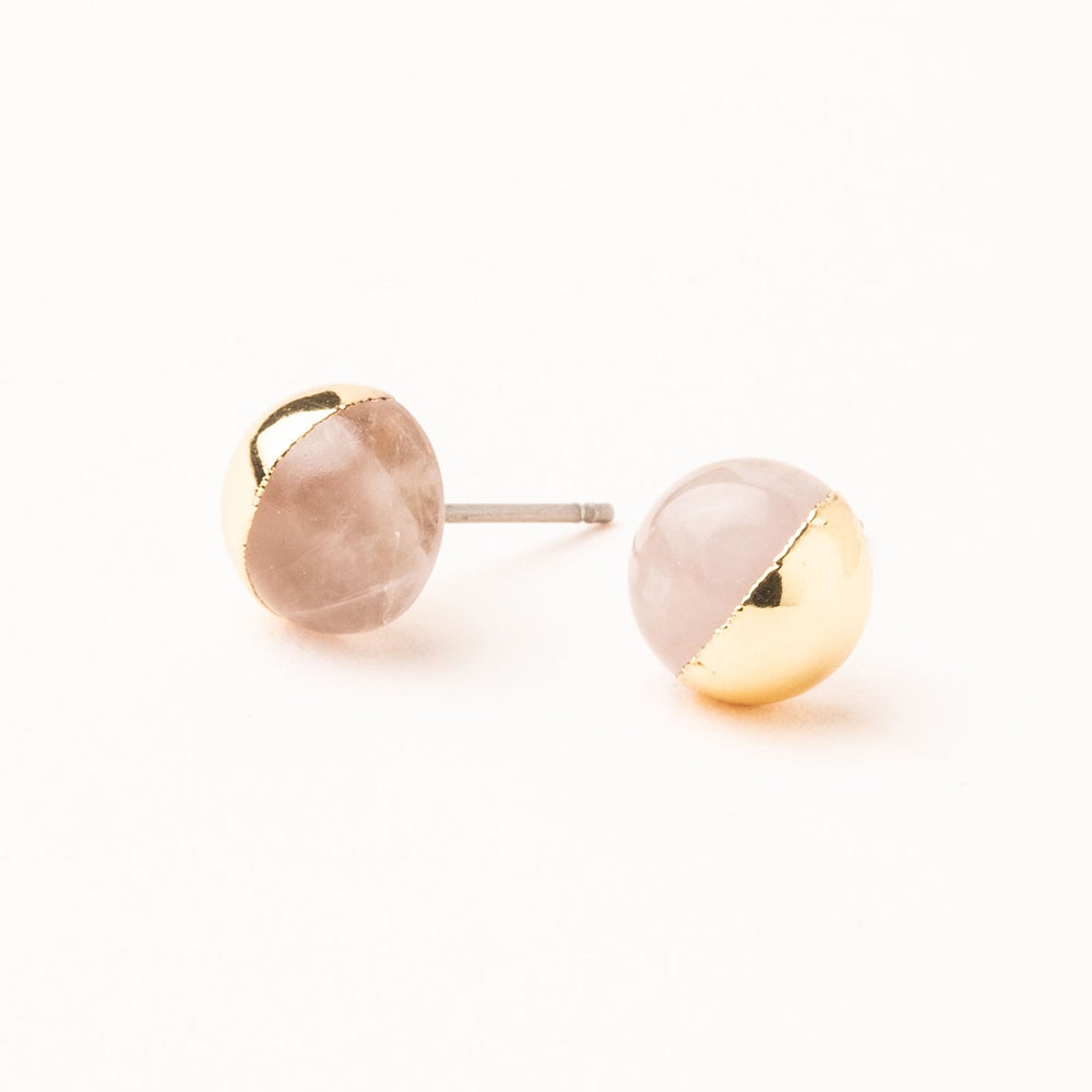 Rose Quartz/Gold Dipped Stone Studs