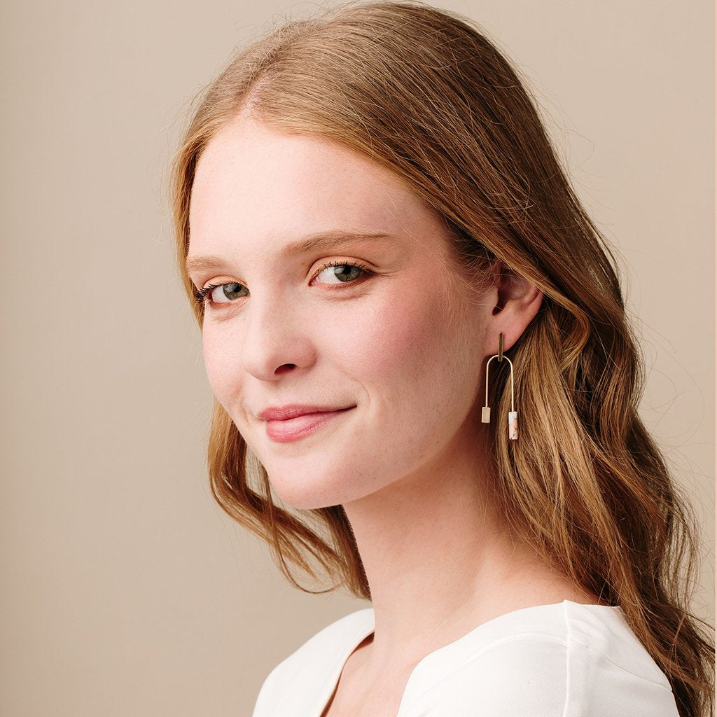 Stone Balance Aqua Terra/Silver Earrings