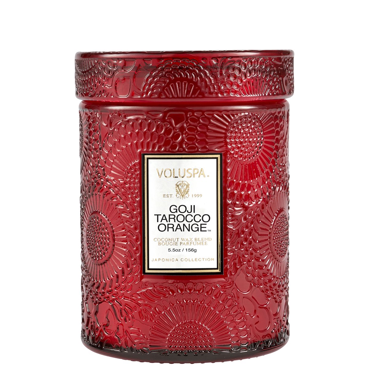 Small Embossed Glass Candle - Goji & Tarocco Orange