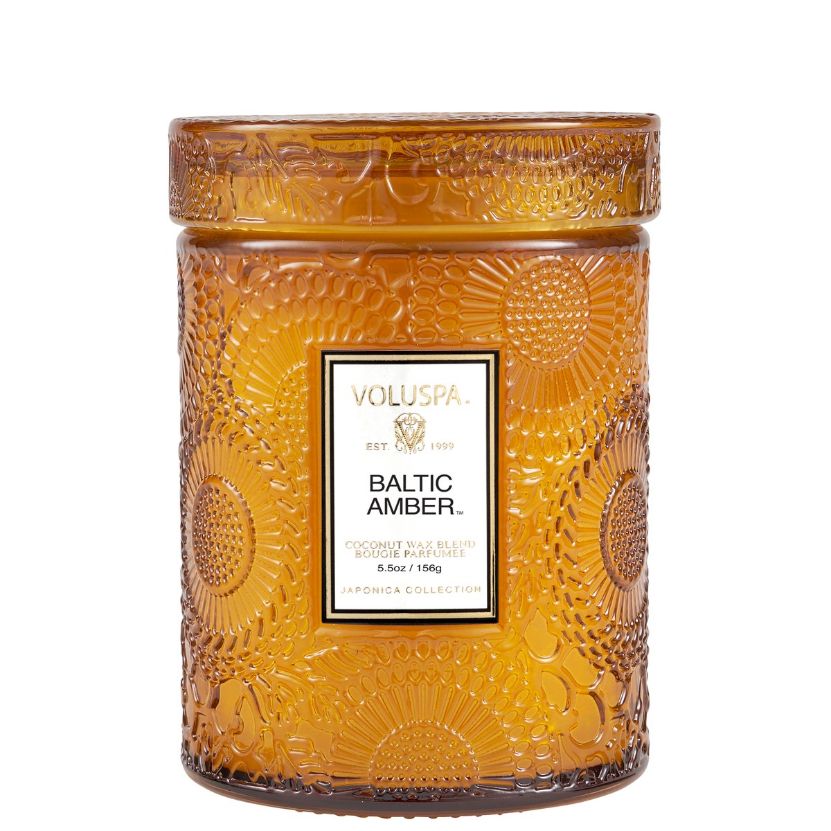 Small Embossed Glass Candle - Baltic Amber