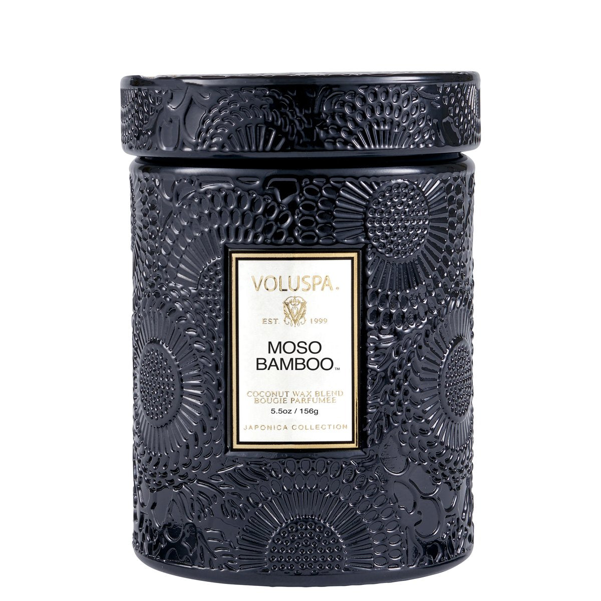 Small Embossed Glass Candle - Moso Bamboo