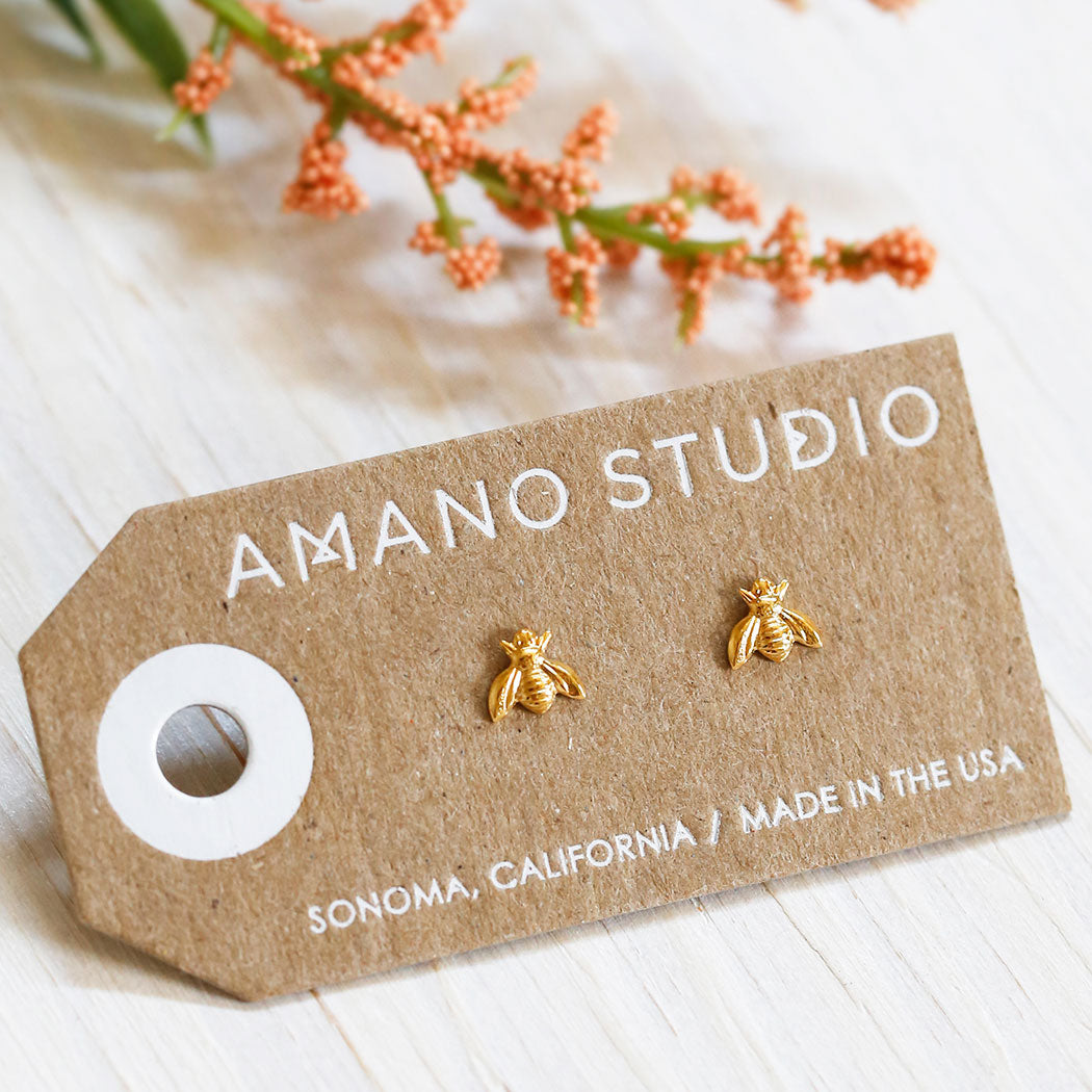 Honey Bee Studs - Gold