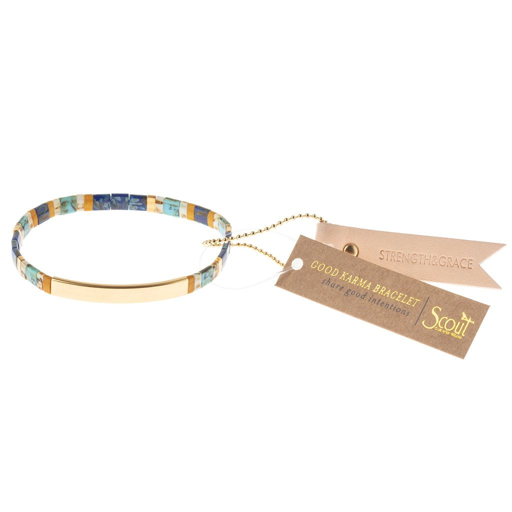 Good Karma Miyuki Bracelet | Strength and Grace - Indigo/Gold