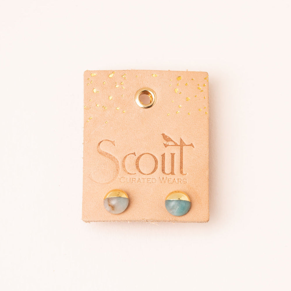 Amazonite/Gold Dipped Stone Studs