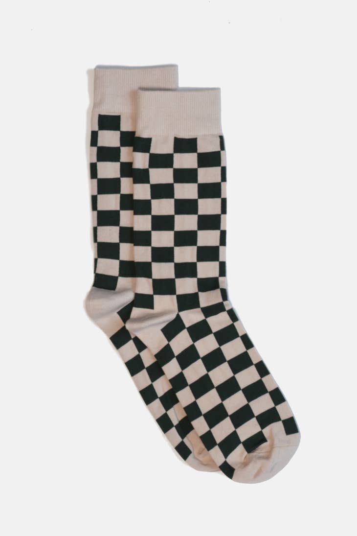 Green Checker Socks - MD/LG