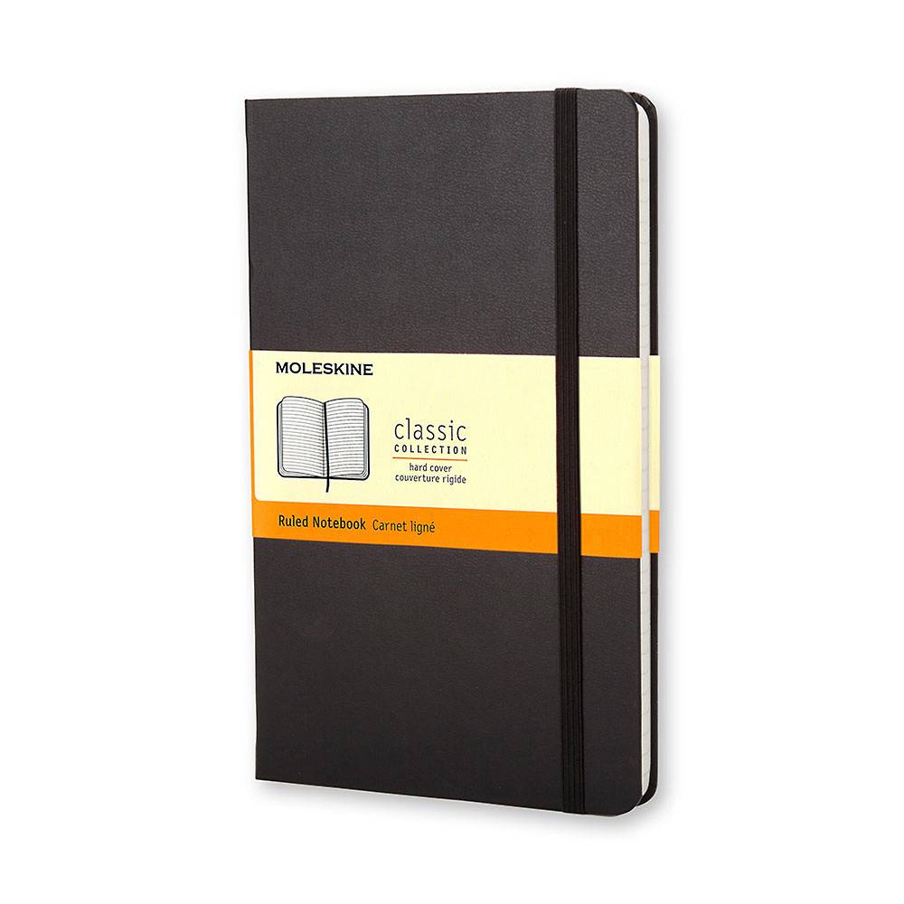 Classic Pocket Ruled Hard Cover Journal - Black