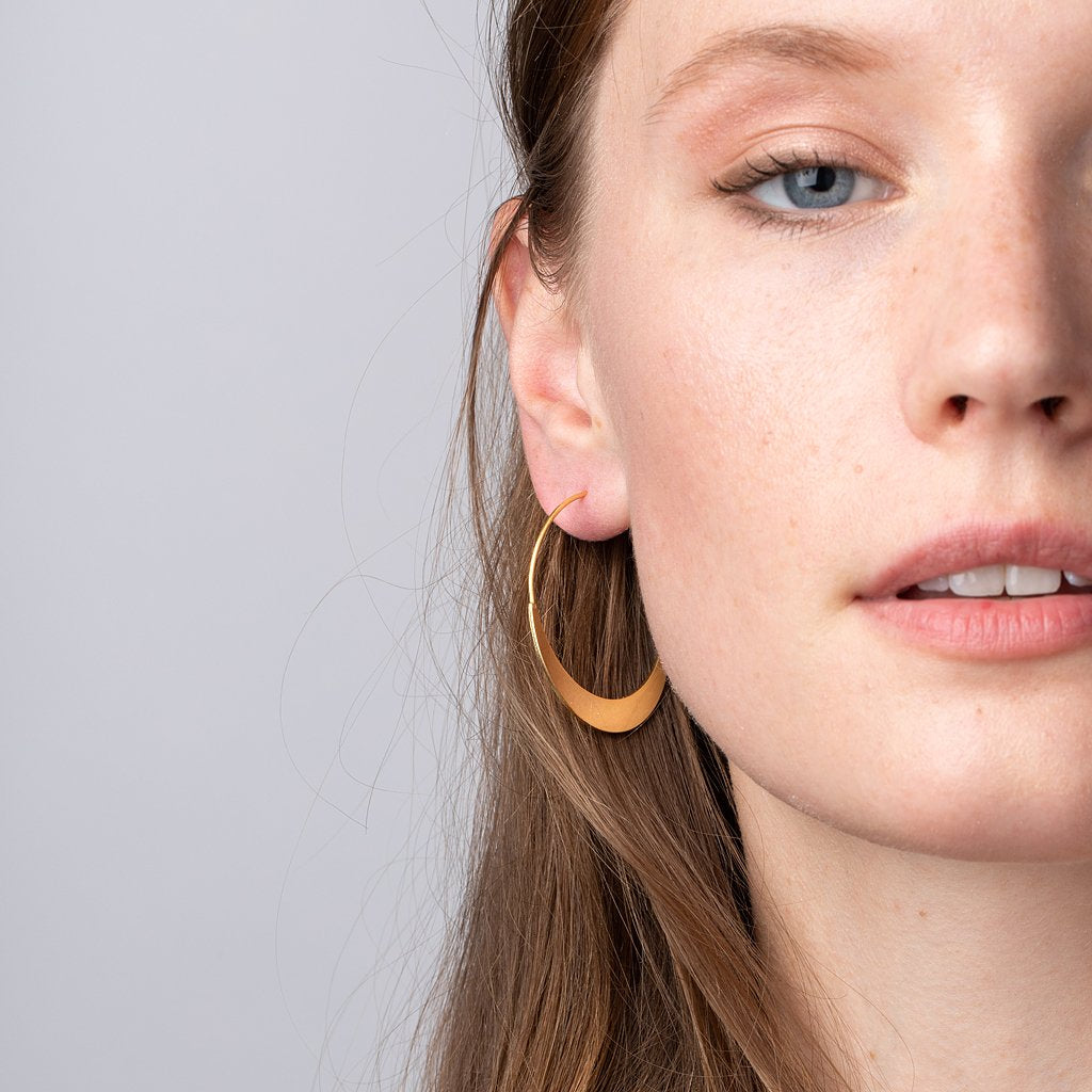 Gold Crescent Hoop Earrings