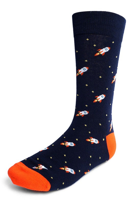 Men's Navy Spaceship Socks