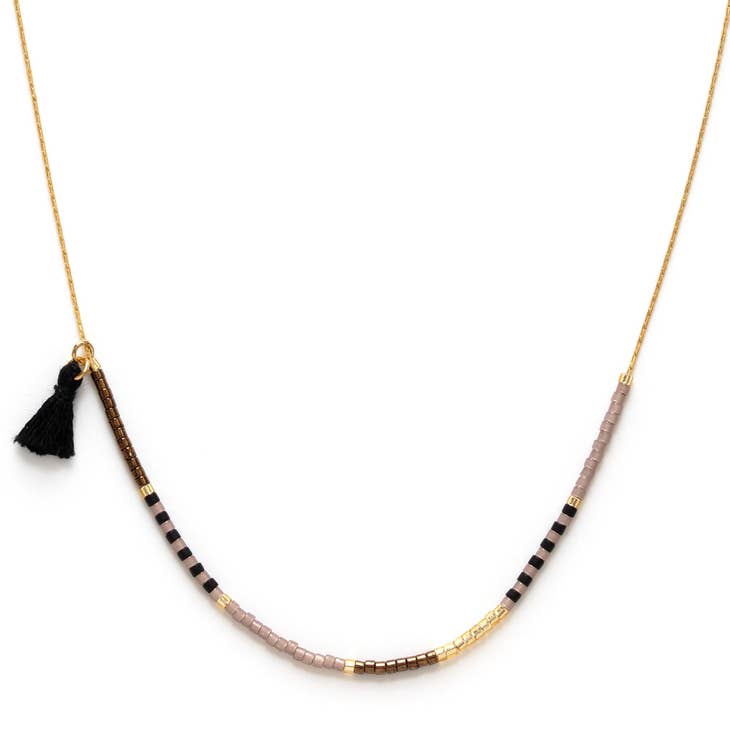 Japanese Seed Bead Necklace - Chocolate