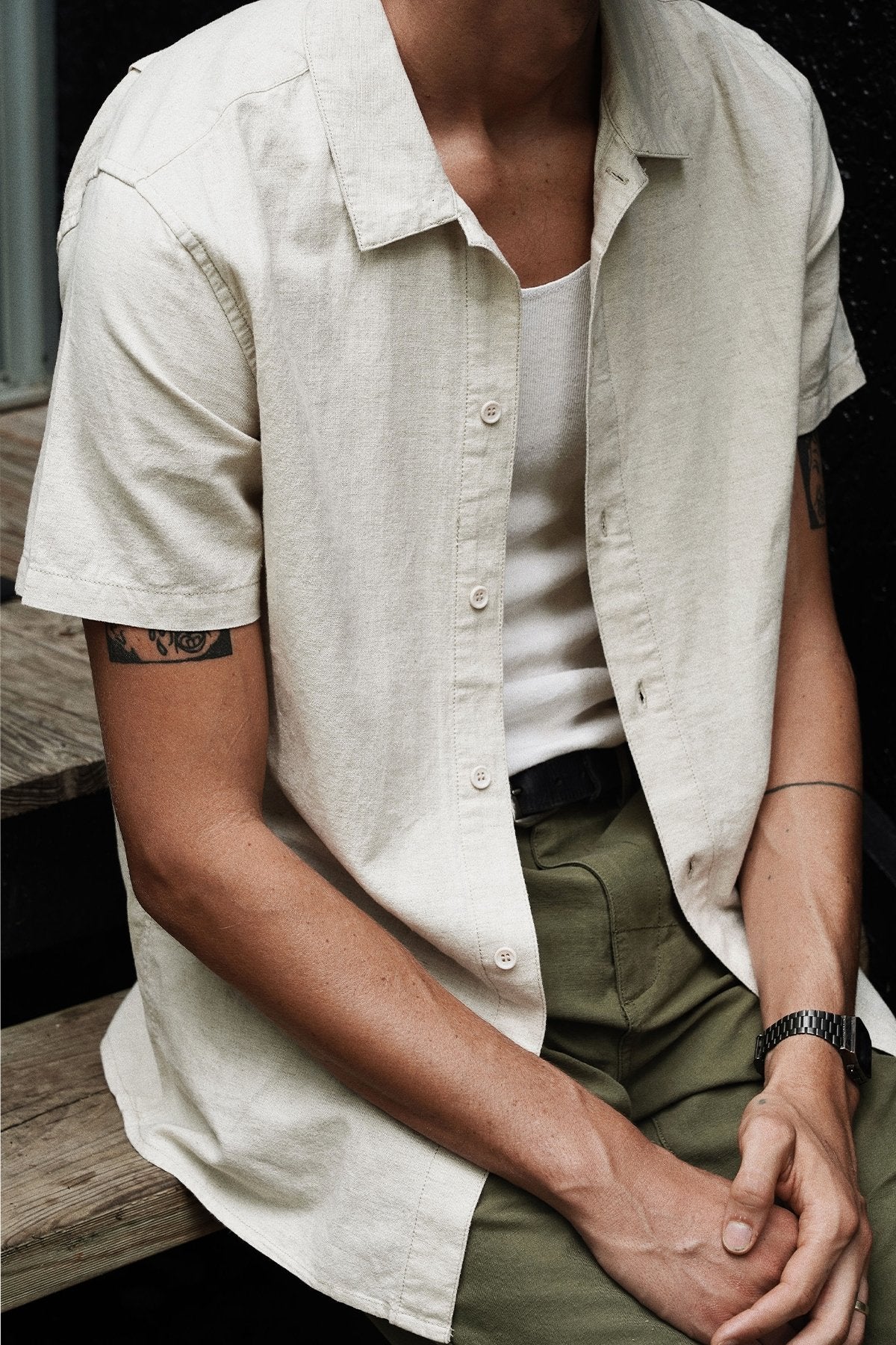 Classic Linen Shirt SS - Sand