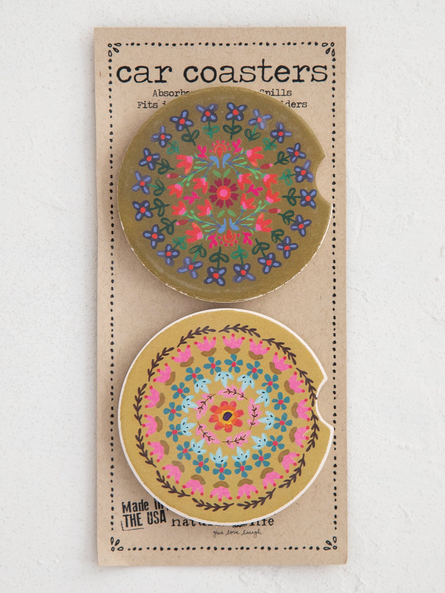 Car Coasters S/2 Flower Borders