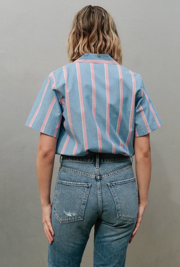FINAL SALE Camp Collar Shirt - Chambray Slub Stripe