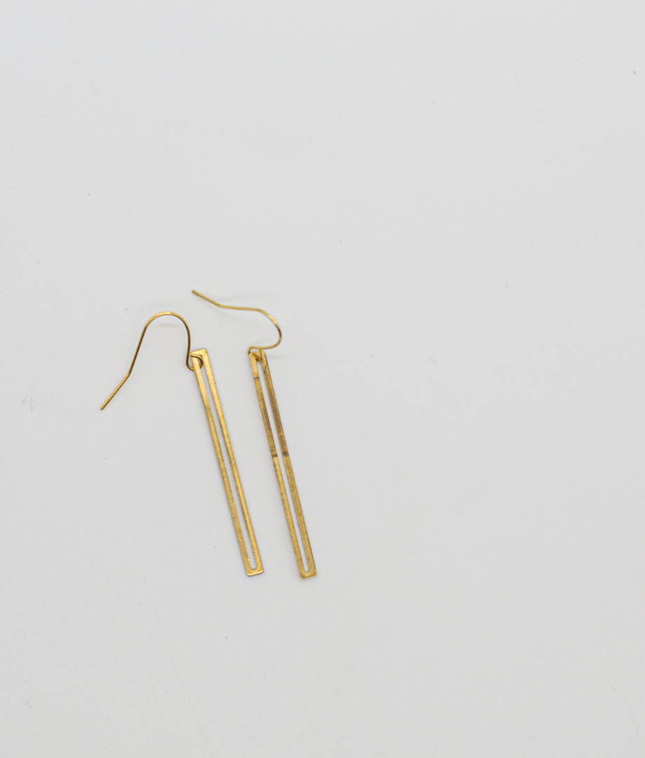 Bar Brass Earrings