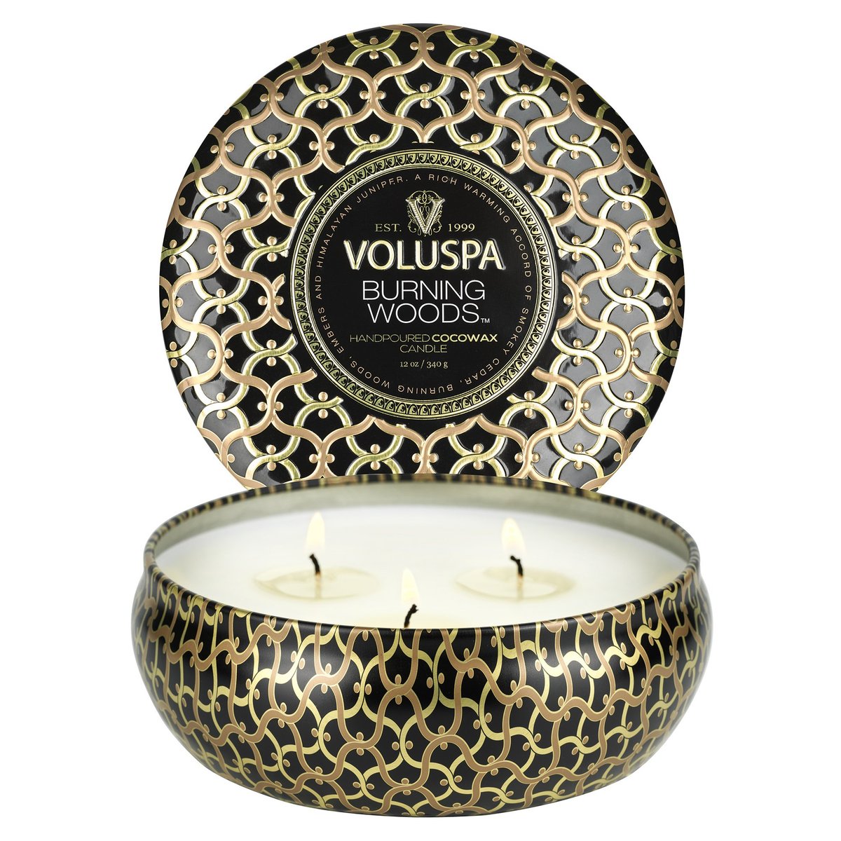 3 Wick Tin Candle - Burning Woods