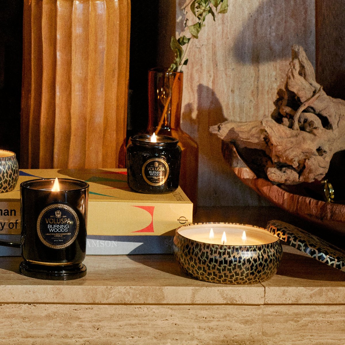 3 Wick Tin Candle - Burning Woods