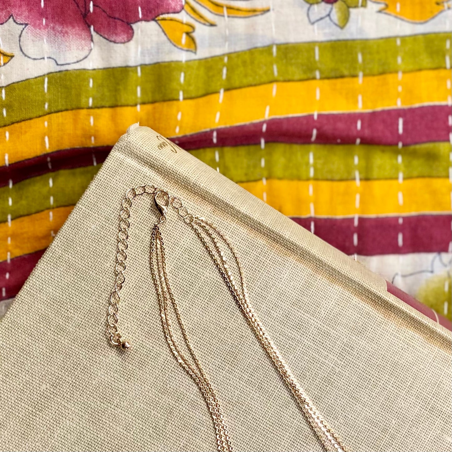 Triple Layer Flat Chain Necklace - Gold