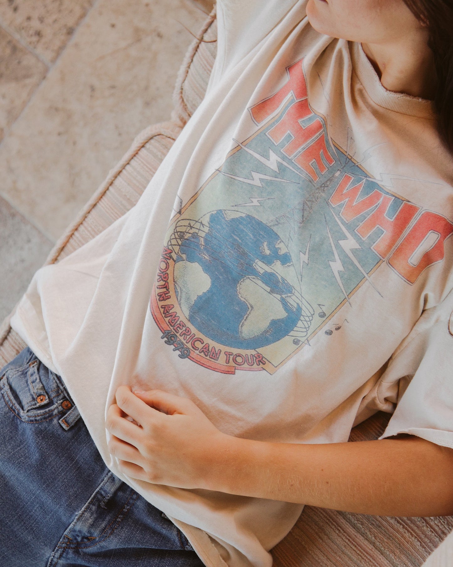 The Who North American Tour Thrifted Tee - Off White