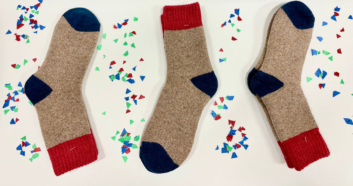 Camilla Socks - Red/Brown