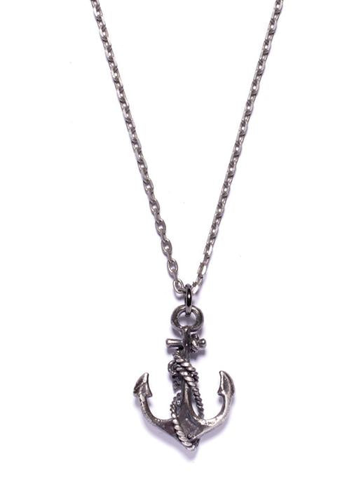 Oxidized Silver Anchor Necklace