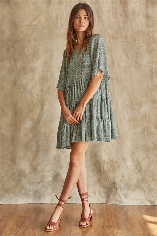 Crinkle Chiffon Dress - Light Green