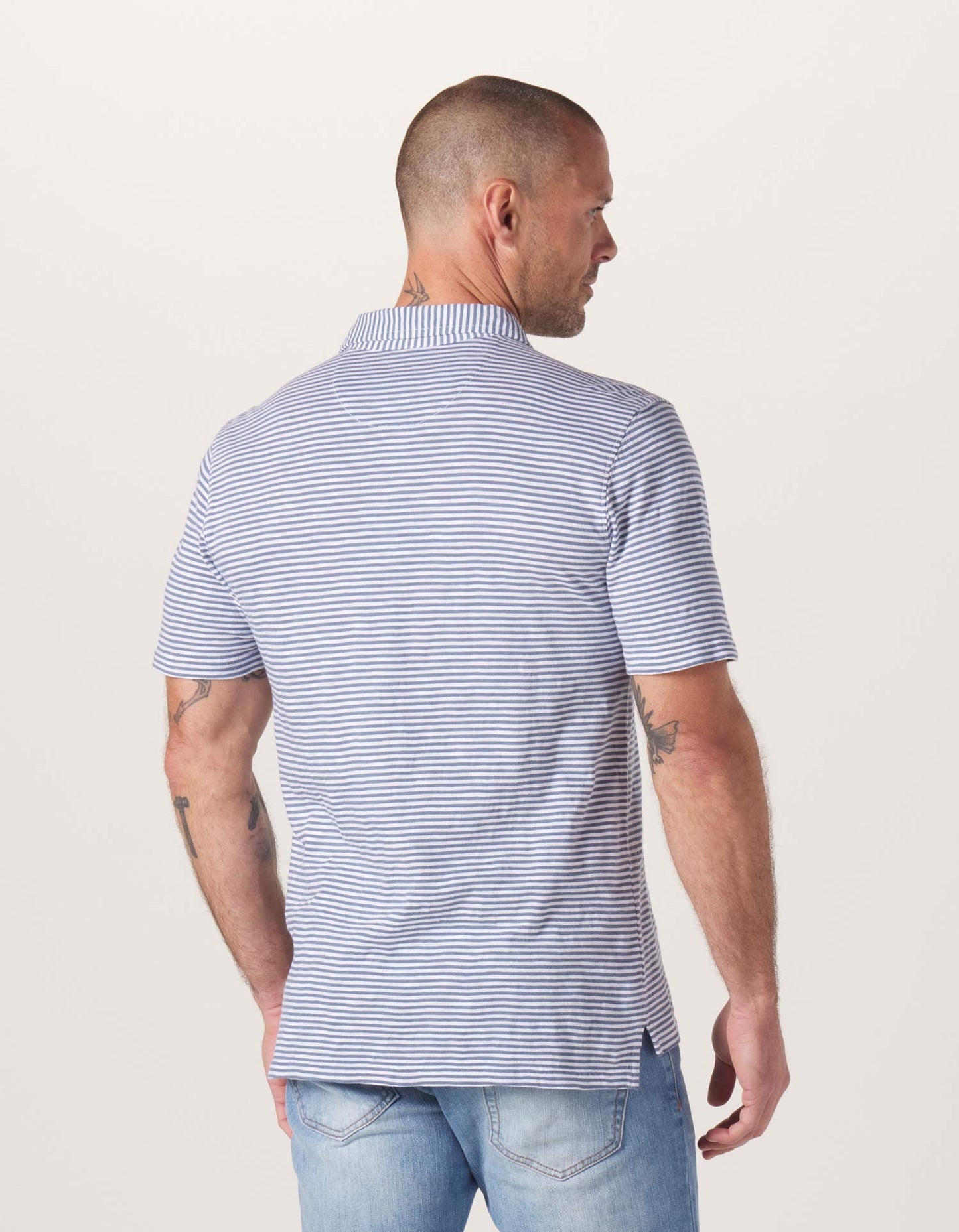 FINAL SALE - Vintage Slub Pocket Polo - Blue Stripe