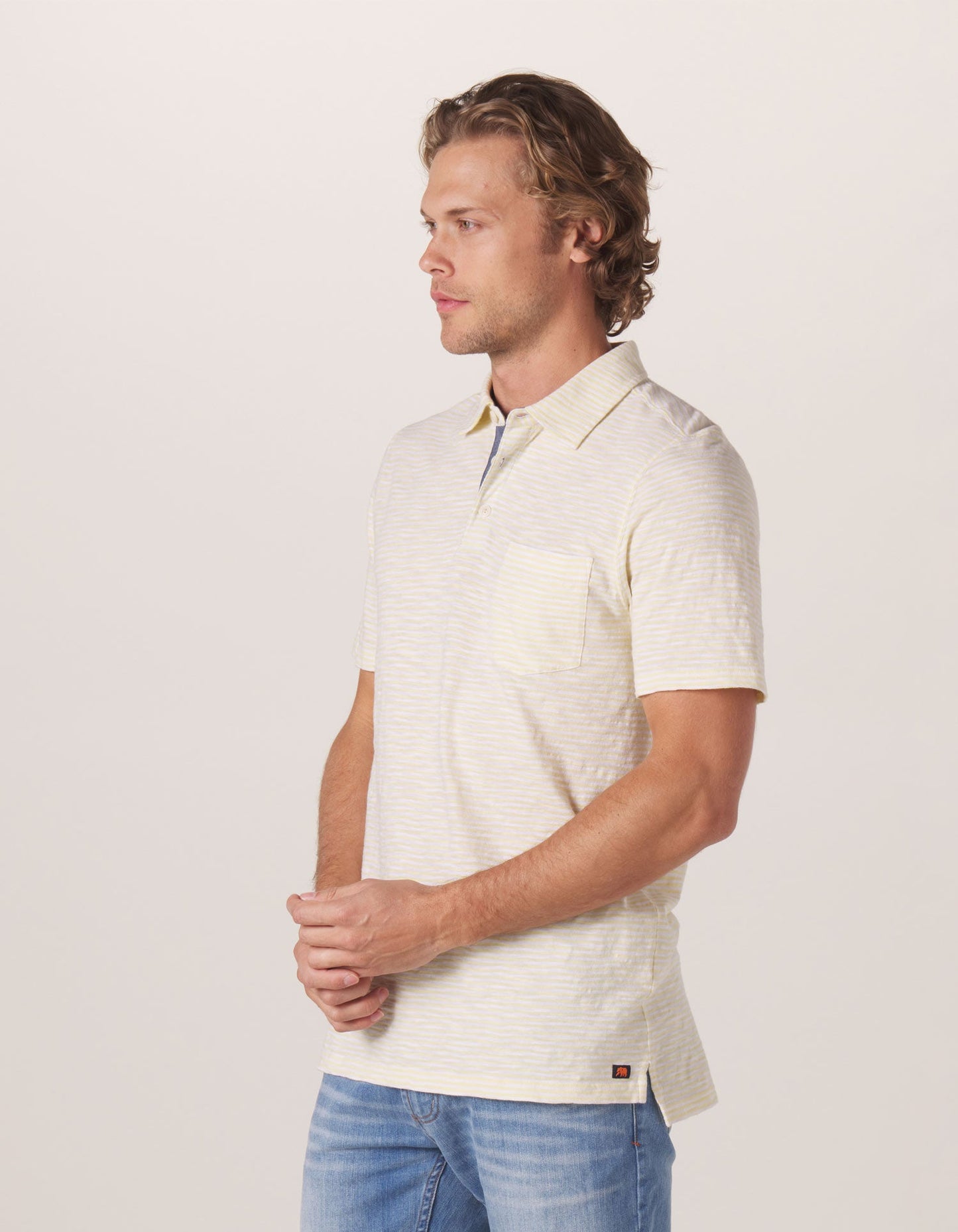 Final Sale - Vintage Slub Pocket Polo - Lemon Stripe