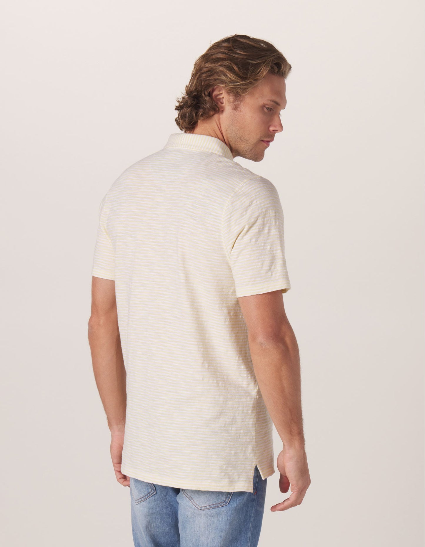 Final Sale - Vintage Slub Pocket Polo - Lemon Stripe