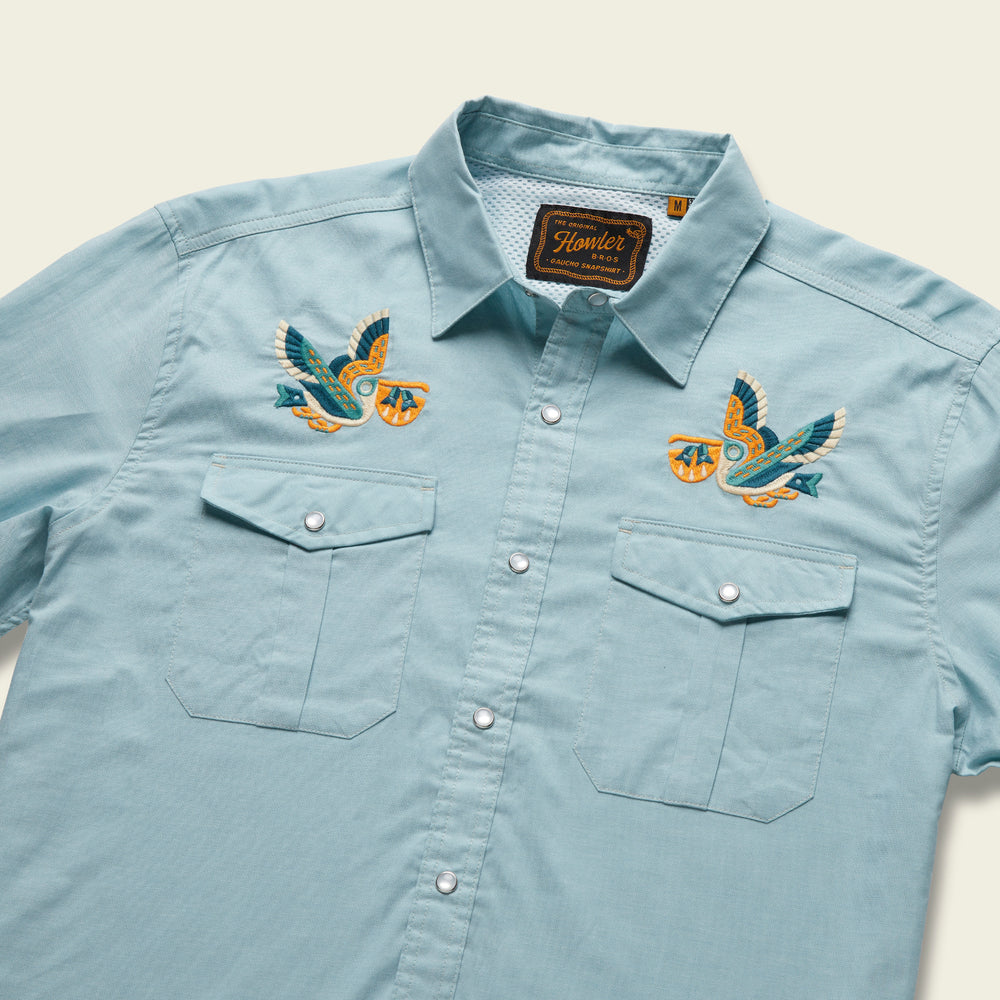 Final Sale - Gaucho Snapshirt - Pelican Portage: Nile Blue Oxford