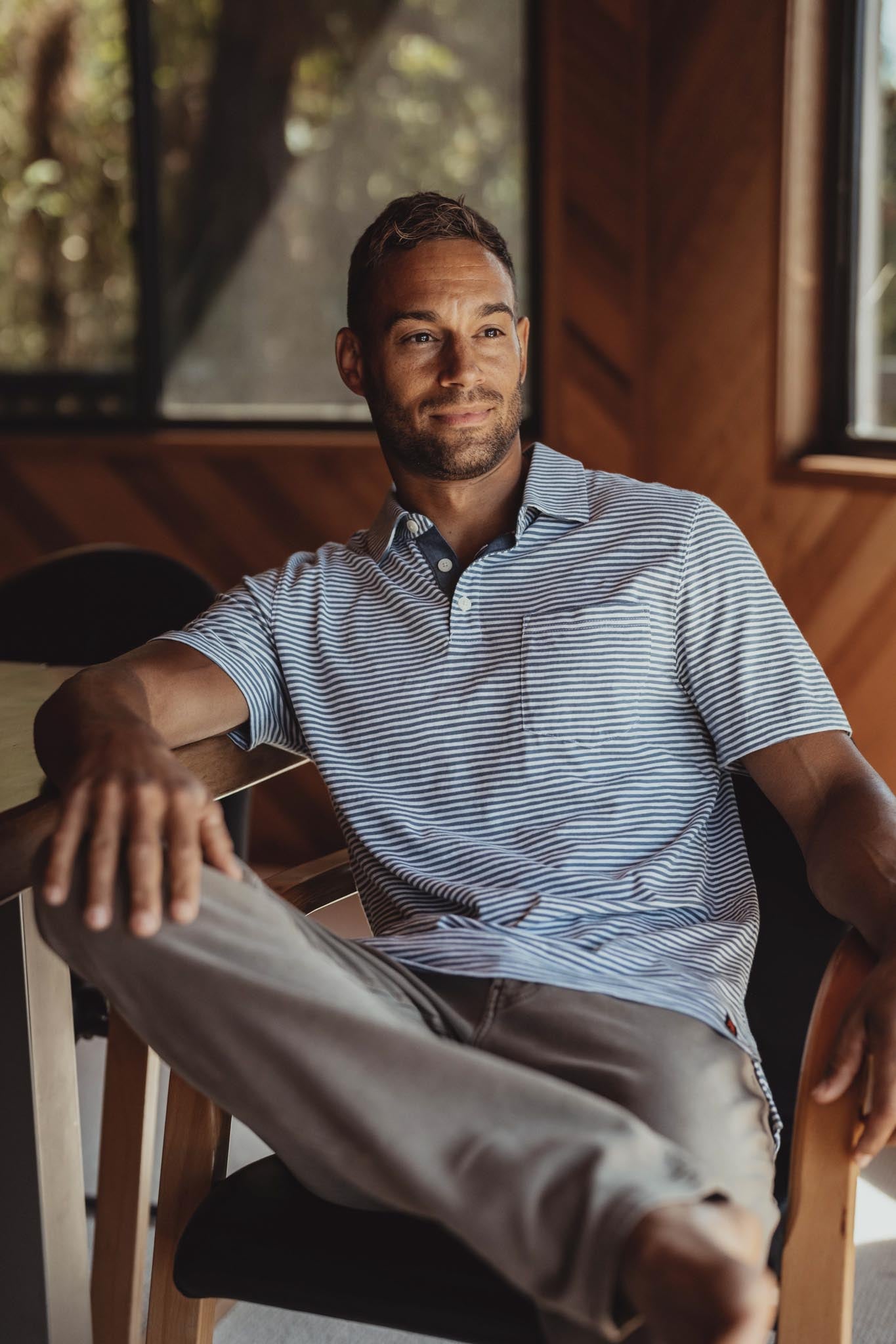 FINAL SALE - Vintage Slub Pocket Polo - Blue Stripe