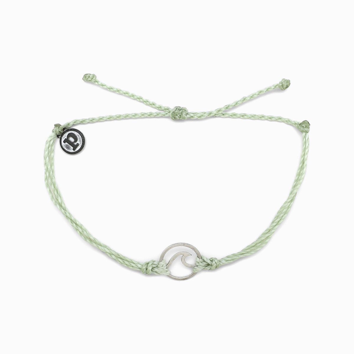 Silver Wave Bracelet - Mint Green