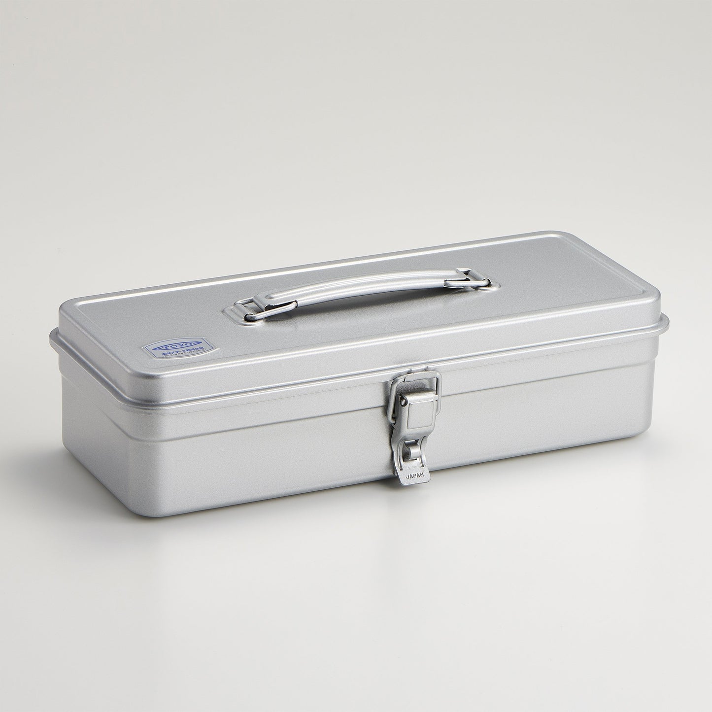 Steel Toolbox w/ Top Handle & Flat Lid - Silver