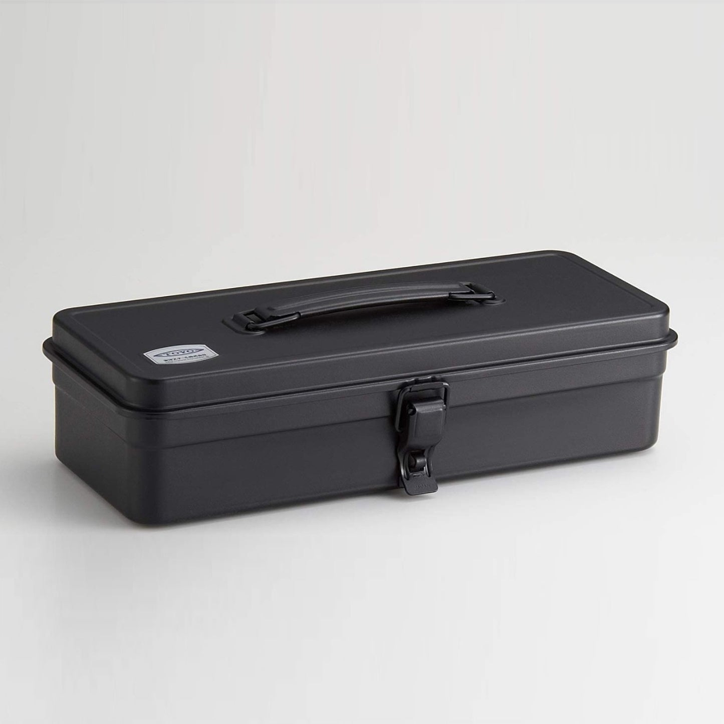 Steel Toolbox w/ Top Handle & Flat Lid - Black