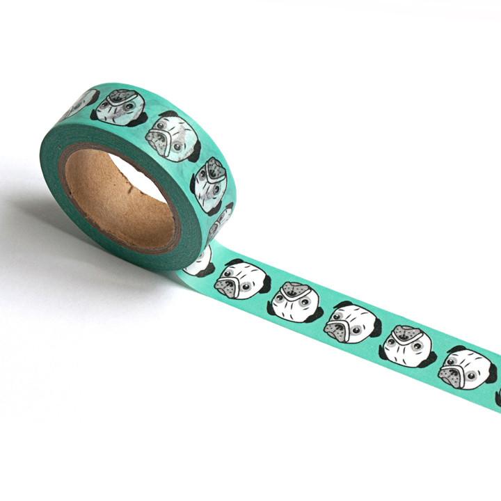Pug Washi Tape - Seafoam