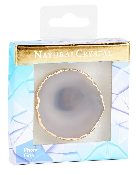White Natural Agate Phone Grip