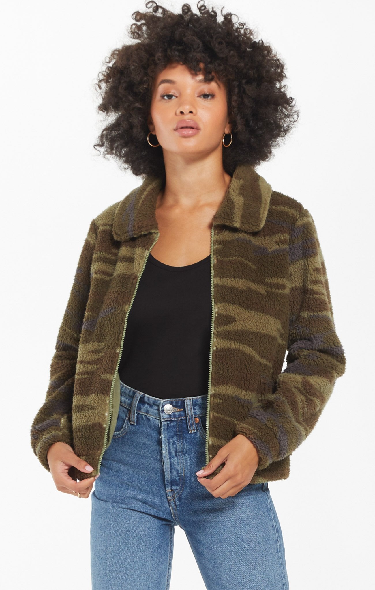 The Camo Sherpa Crop Jacket