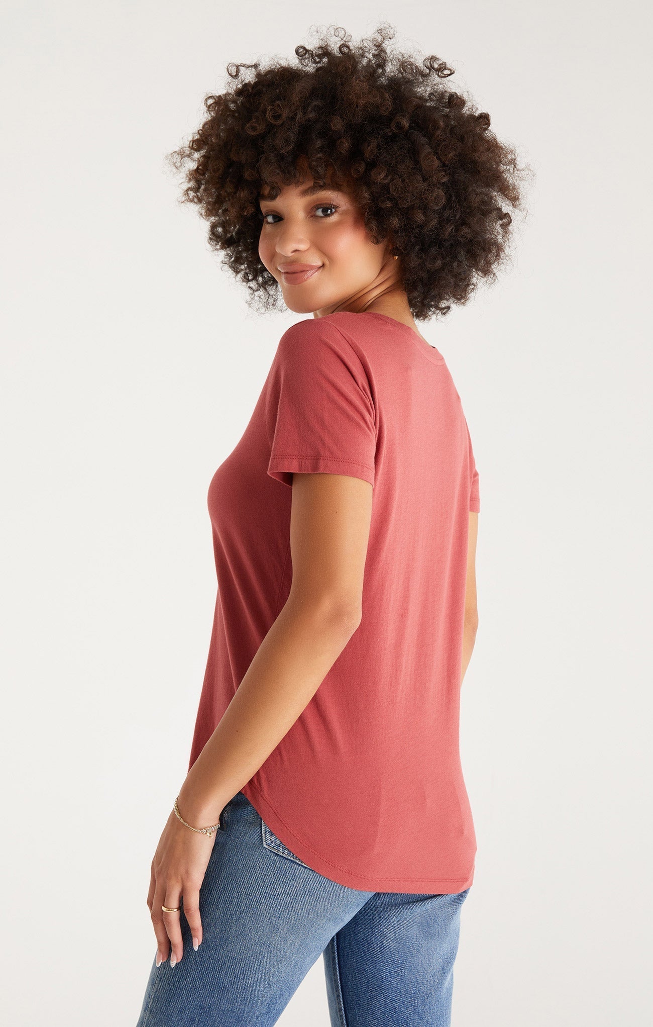 Kasey Modal V-Neck Tee Rouge