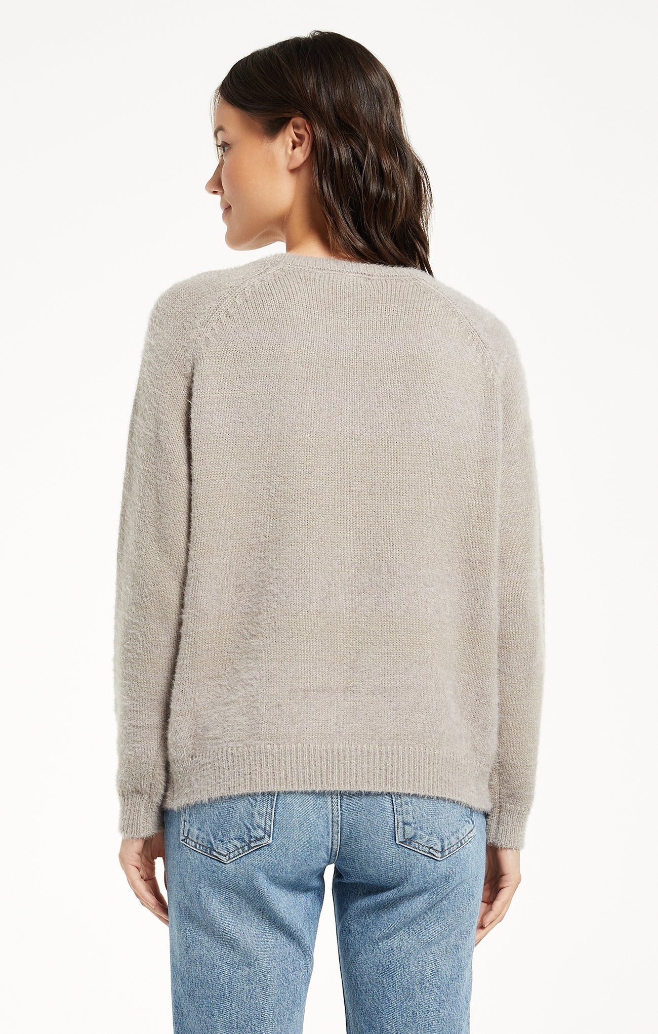 Alexa Eyelash Sweater - Light Fog