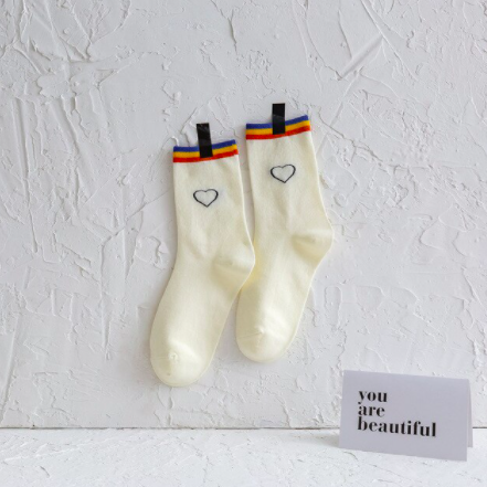 Larissa Socks - Single Heart - White
