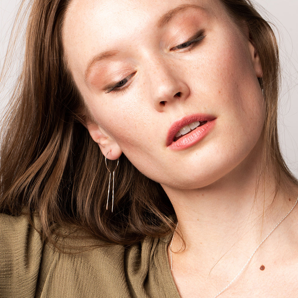 Silver Equinox Keyhole Hoops