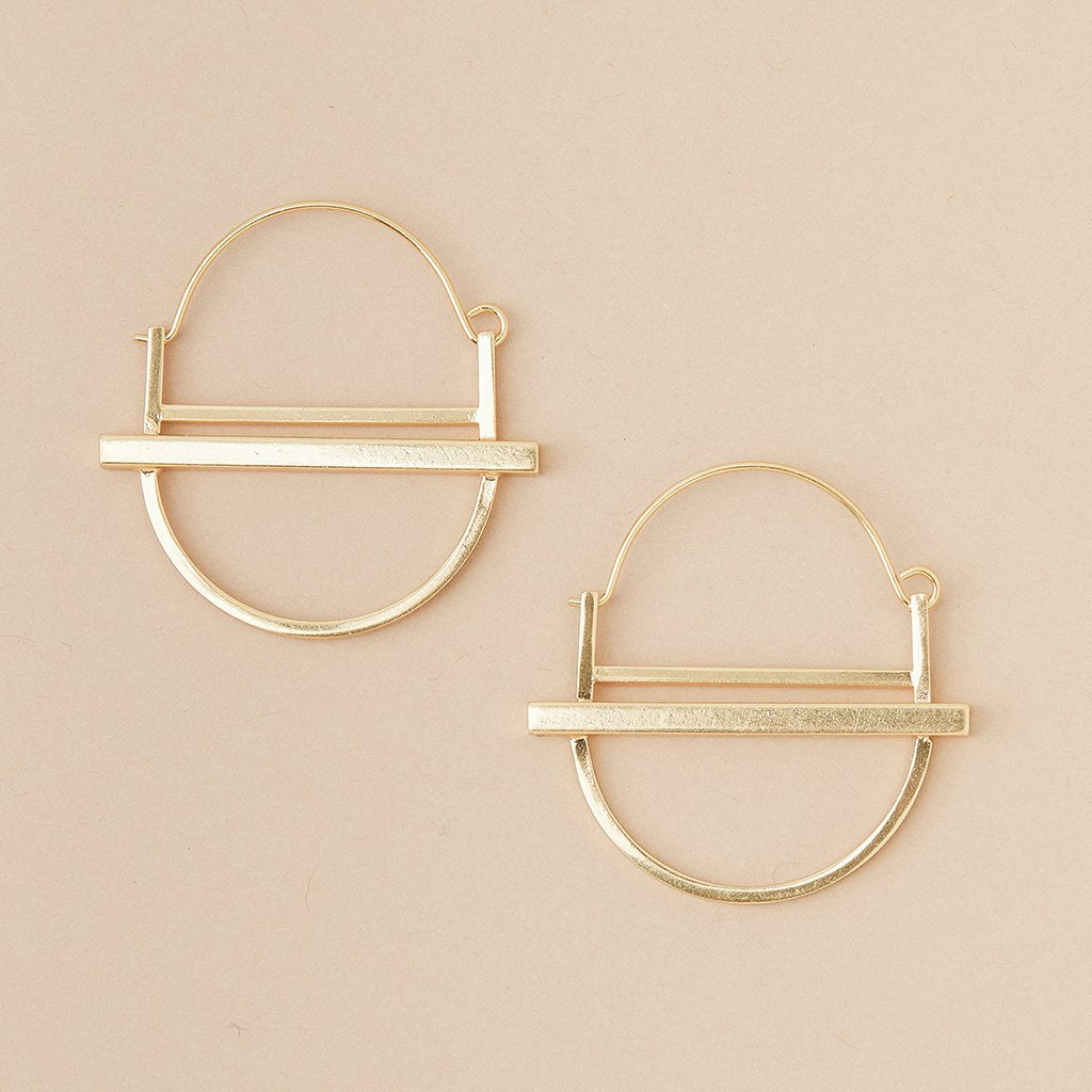 Gold Saturn Hoop Earrings