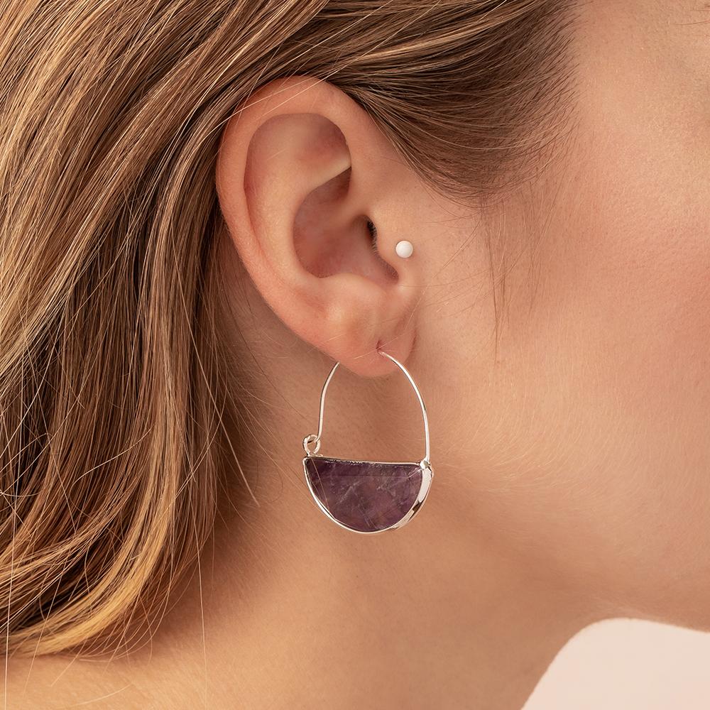 Stone Prism Turquoise/Gold Hoops