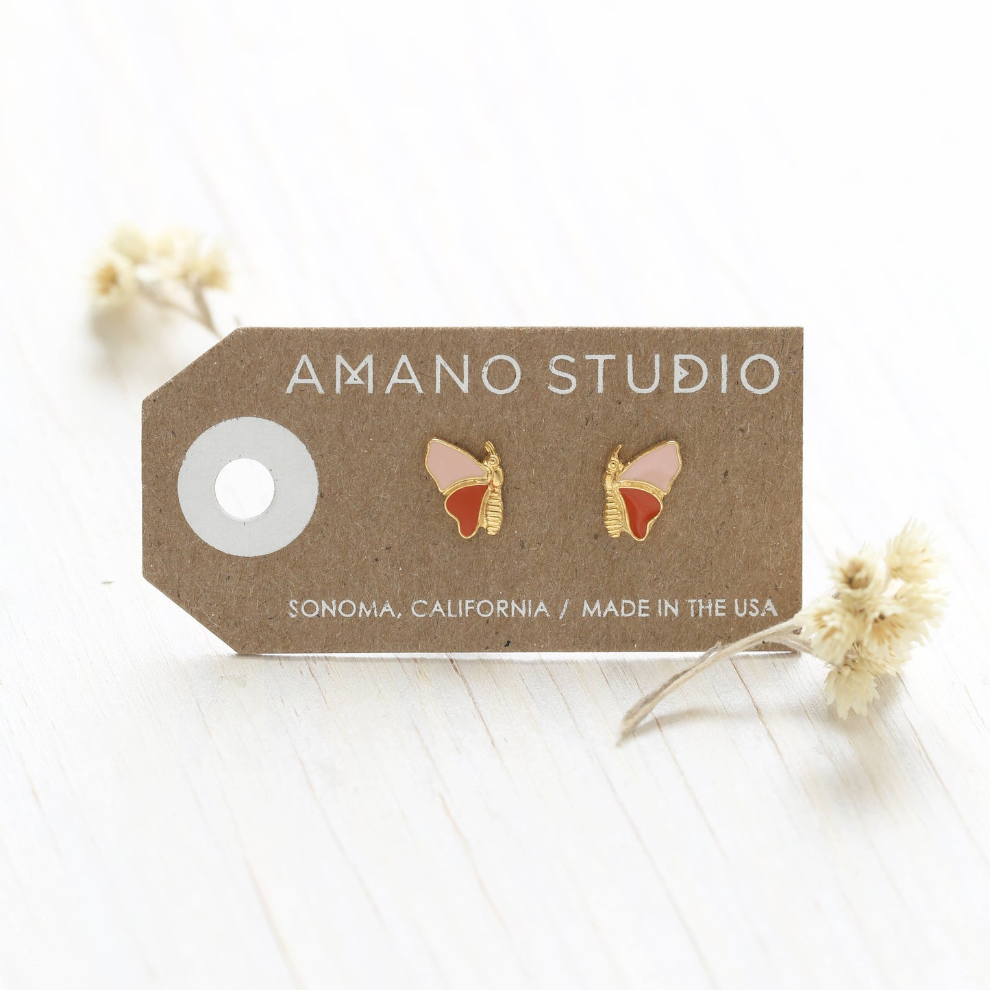 Mariposa Studs - Pink & Orange