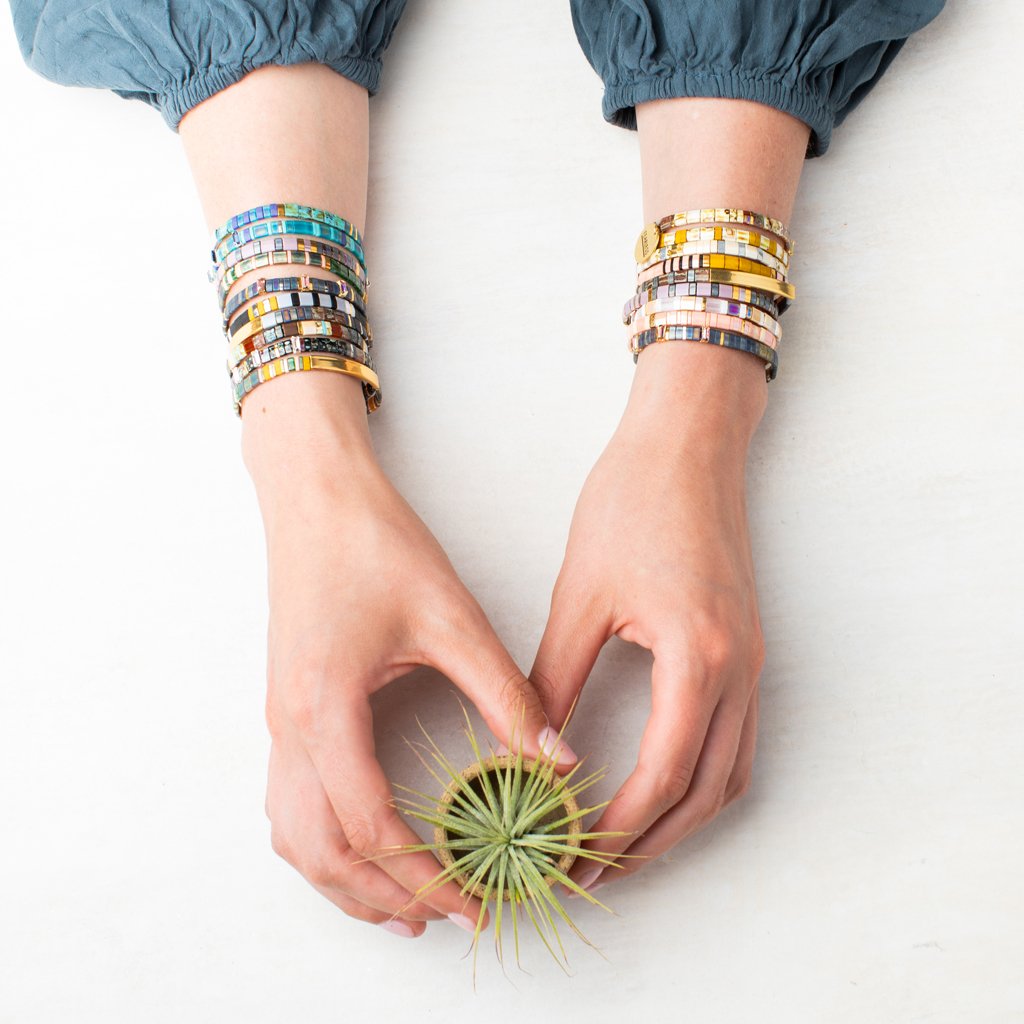 Good Karma Miyuki Bracelet | Joy & Kindness - Mulberry/Silver