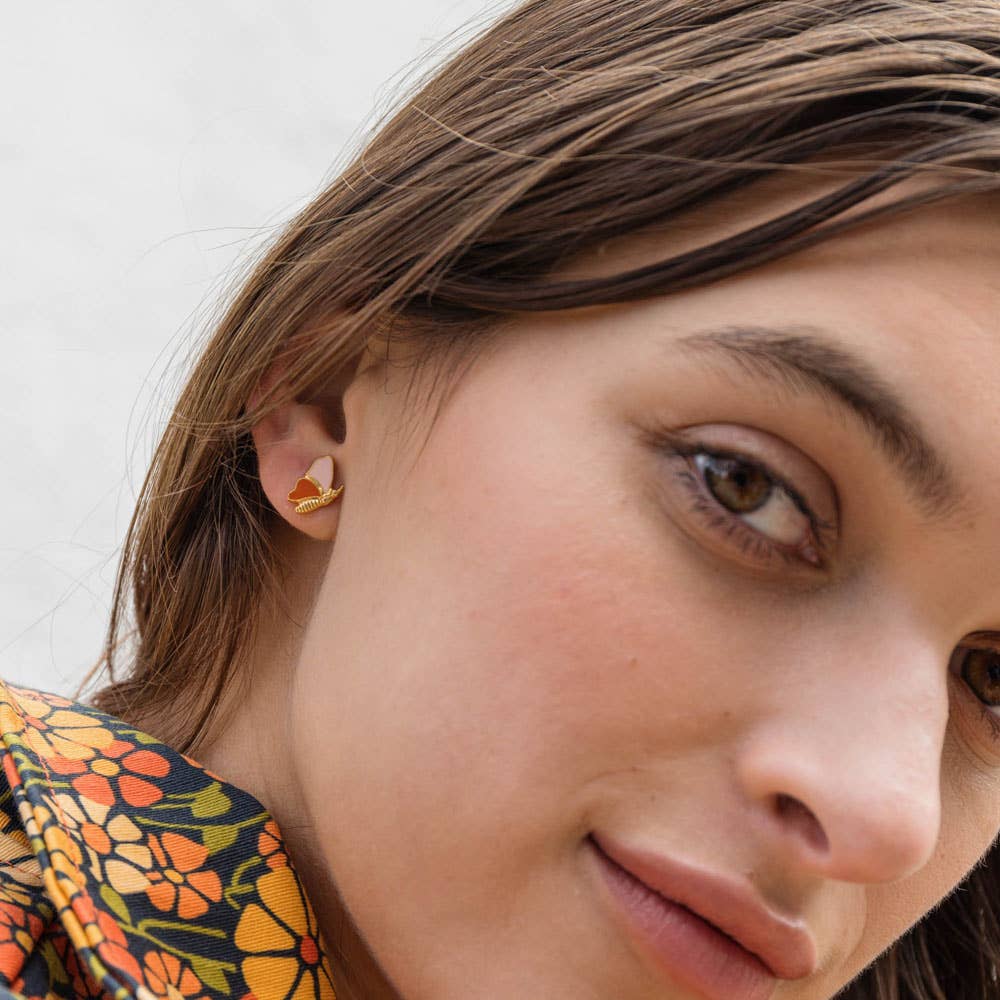 Mariposa Studs - Pink & Orange