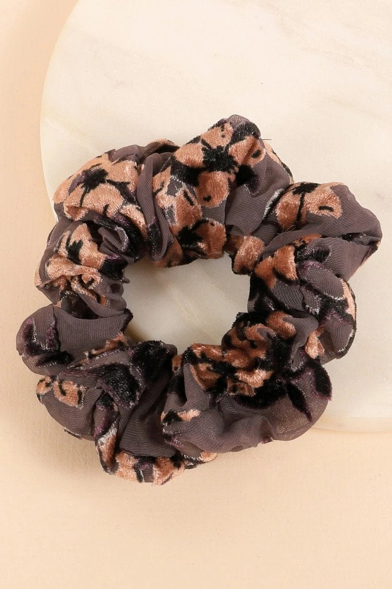 Floral Velvet Burnout Scrunchies