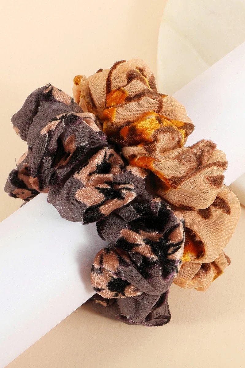 Floral Velvet Burnout Scrunchies