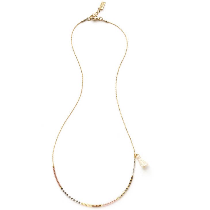 Japanese Seed Bead Necklace - Champagne
