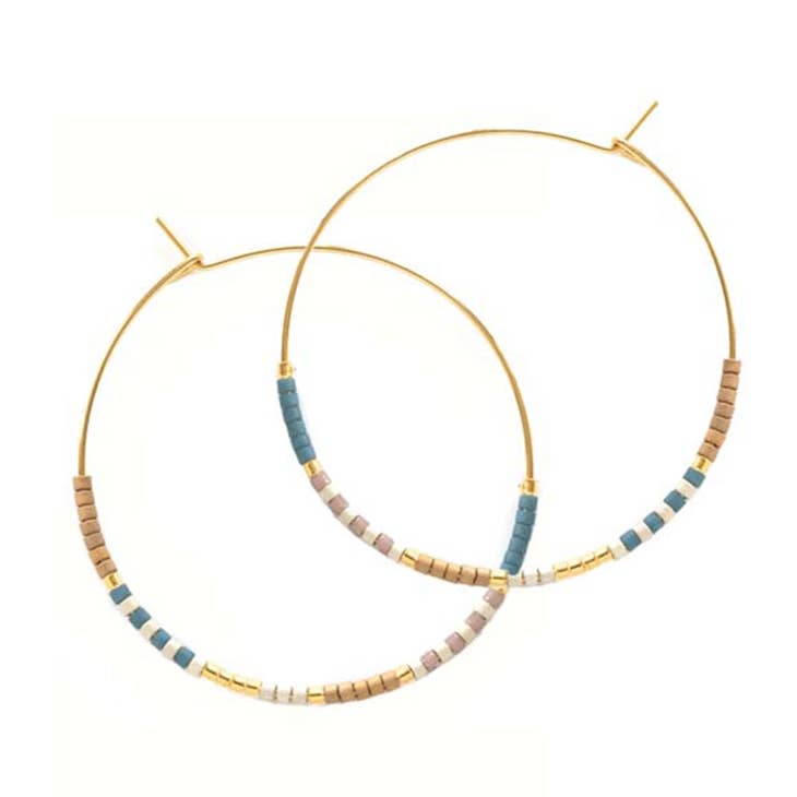 Sky Japanese Seed Bead Hoops
