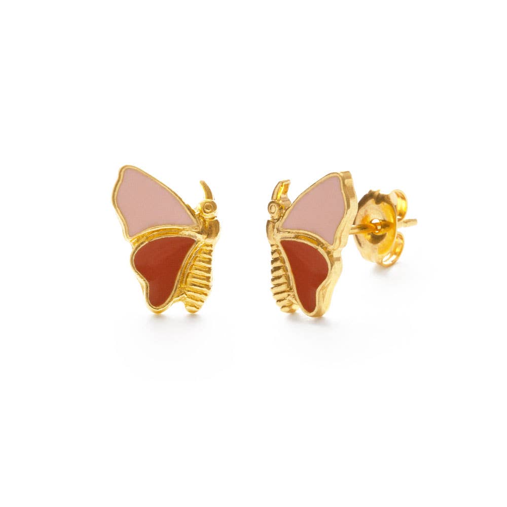 Mariposa Studs - Pink & Orange